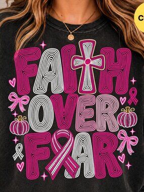 Faith Over Fear Breast Cancer Tee, Breast Cancer Awareness Shirt
